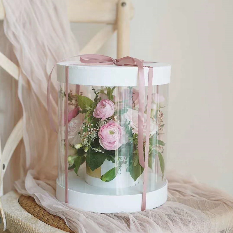 BESTYASH – 2 Scatole Rotonde Trasparenti Per Fiori Con Finestra In PVC, Ideali Per Bouquet, Regali E Occasioni Romantiche