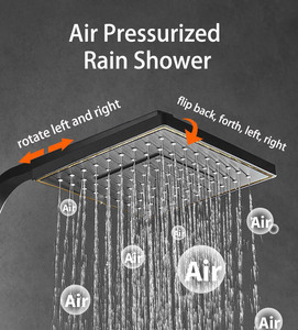 Set Doccia Termostatico Quadrato Nero e Oro per Bagno, Miscelatore Vasca, Rubinetto Caldo/Freddo, con Barra Scorrevole a Pioggia Soffice - Vendita all'Ingrosso - Product Image 6