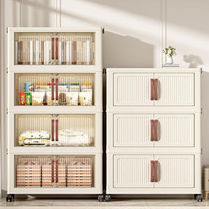 Armoire de rangement pliable pour salon, 6 niveaux, en PP épaissi, avec porte magnétique, pour vêtements, livres, jouets, sans installation - Product Image 3