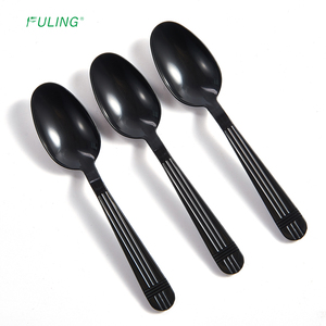 Fuling OEM Takeaway cá nhân bọc PP tùy chỉnh muỗng cà phê dùng một lần muỗng đen nhựa - Product Image 1
