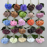 Fleur artificielle unique d'hortensia à tête simple en caoutchouc souple pour décorations de scène de mariage, ensemble de fleurs artificielles faites à la main QYYN-1803