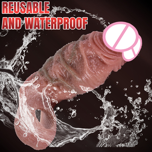 Venta al por mayor, extensor de pene de manga de pene de piel, textura de vena realista, consolador en forma de pene, extensión de agrandamiento de pene, productos de <span class=keywords><strong>condones</strong></span> para hombre - Product Image 4