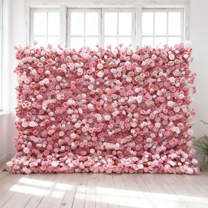 Vente chaude Fournitures De Mariage Décoration Florale <span class=keywords><strong>Rouge</strong></span> Soie Artificielle <span class=keywords><strong>Fleur</strong></span> Décorative Mur Pour Les Mariages Et Partied - Product Image 1