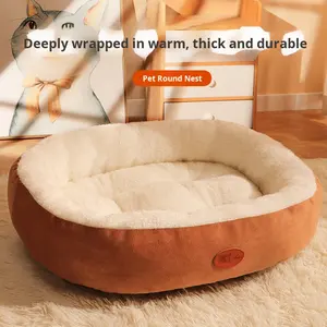 Cama para Mascotas, Clásica y Moderna, para Perros y Gatos, para las Cuatro Estaciones, Cerrada, Gruesa, Cálida para Invierno, Ovalada, Grande, de Cartón, para Dormir - Product Image 3