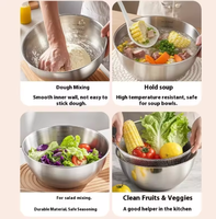 Cesta de drenaje multifuncional de acero inoxidable de grado alimenticio con función de lavado de verduras y arroz para la preparación de alimentos en la cocina