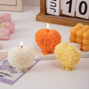 Moule à bougie d'amour <span class=keywords><strong>rose</strong></span> pour la Saint-Valentin DIY Bougie en silicone parfumée <span class=keywords><strong>rose</strong></span> en forme de coeur - Product Image 2