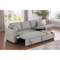Canapé modulaire multifonctionnel moderne en bois capitonné pliable pour salon, ensemble de canapés 7 places avec lecteur de musique et revêtement en tissu