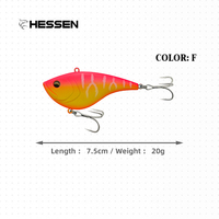 Leurre artificiel Hessen Vibra 75mm 20g avec yeux 3D, longue portée et bruit pour brochet, cabillaud et carpe - Utilisation en eau salée et eau douce