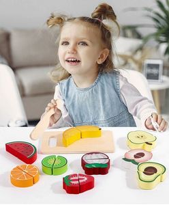 Pretend Kitchen Set Kids Wood Cutting Fruit Vegetables Wooden Play Food Toy - Product Image 2