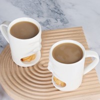 Cadeaux d'Halloween en céramique Tasse à café en céramique drôle avec visage humain 3D avec poche à biscuits Sachet de thé Porte-biscuits