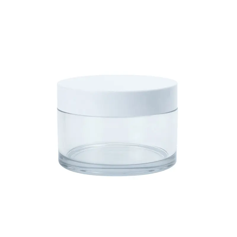 30ml 50ml 100ml thick wall pet containers large acrylic cream jar and cosmetic creams packaging bamboo cap glass Jars