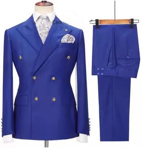 Nuevo <span class=keywords><strong>traje</strong></span> de hombre de dos piezas de doble botonadura ajustado boda banquete novio alta calidad hombre conjunto vestido - Product Image 5