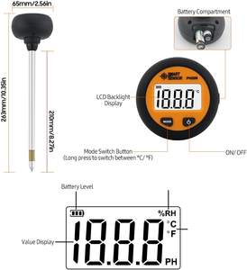 เครื่องทดสอบดินแบบ3-in-1เครื่องวัดค่า pH/ความชื้น/อุณหภูมิอเนกประสงค์พร้อมหัวทดสอบ8.25 "/210มม. - Product Image 2