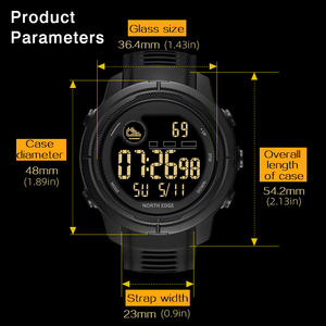 Reloj digital NORTH EDGE MARS 5 para hombre, reloj deportivo LED para exteriores, resistente al agua 50M, monitor de frecuencia cardíaca, oxígeno en sangre, reloj inteligente para hombres y mujeres - Product Image 6