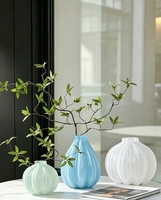 RYLAVA Juego de Jarrones de Vidrio Soplado a Mano con Rayas Verticales en Forma de Calabaza, Decoración Moderna para Bodas y Hogar, Centro de Mesa Hidropónico