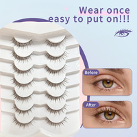 Faux cils naturels légers avec bande transparente et extrémités évasées et volumineuses, application facile pour le maquillage quotidien
