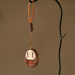 YiTao No Face Man Wooden Pendant <b>Keychain</b> Cartoon <b>Anime</b> Car Accessory Gift - Product Image 2