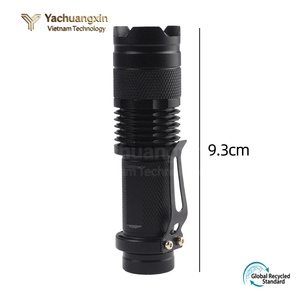 Lampe torche LED extérieure zoomable, corps en alliage d'aluminium avec clip, lumière blanche, alimentée par piles AA, 3W, intensité réglable - Product Image 5
