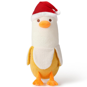 Peluche de Pato <span class=keywords><strong>Banana</strong></span> Navideño de 19.7 Pulgadas con Gorro de Santa, Adorable Almohada de Peluche para Niños y Niñas - Product Image 1