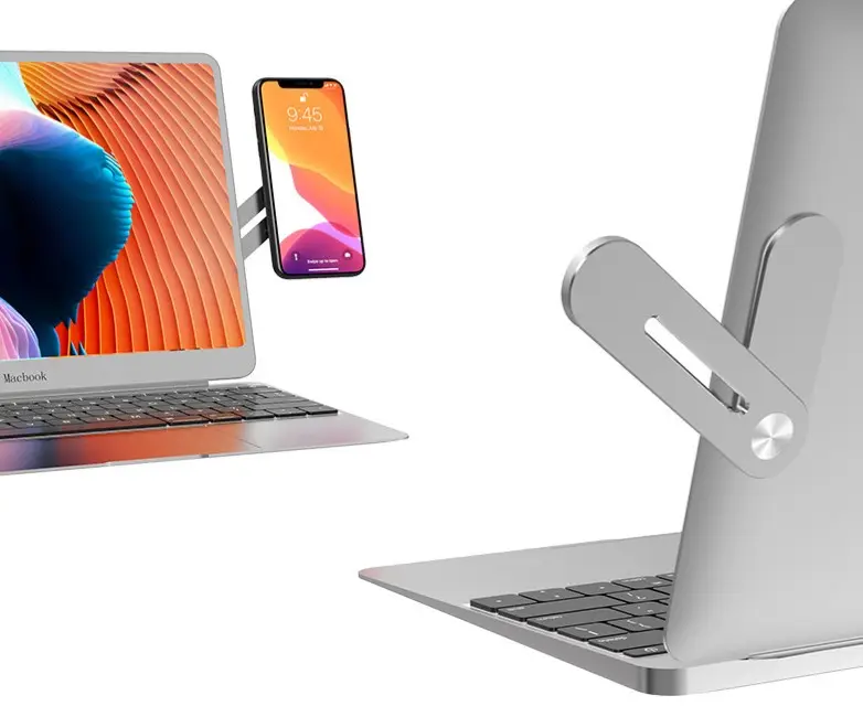 Slim Adjustable Magnetic Phone Holder for Laptop, Premium Aluminum Laptop Side Mount Clip Computer Monitor Expansion Bracket