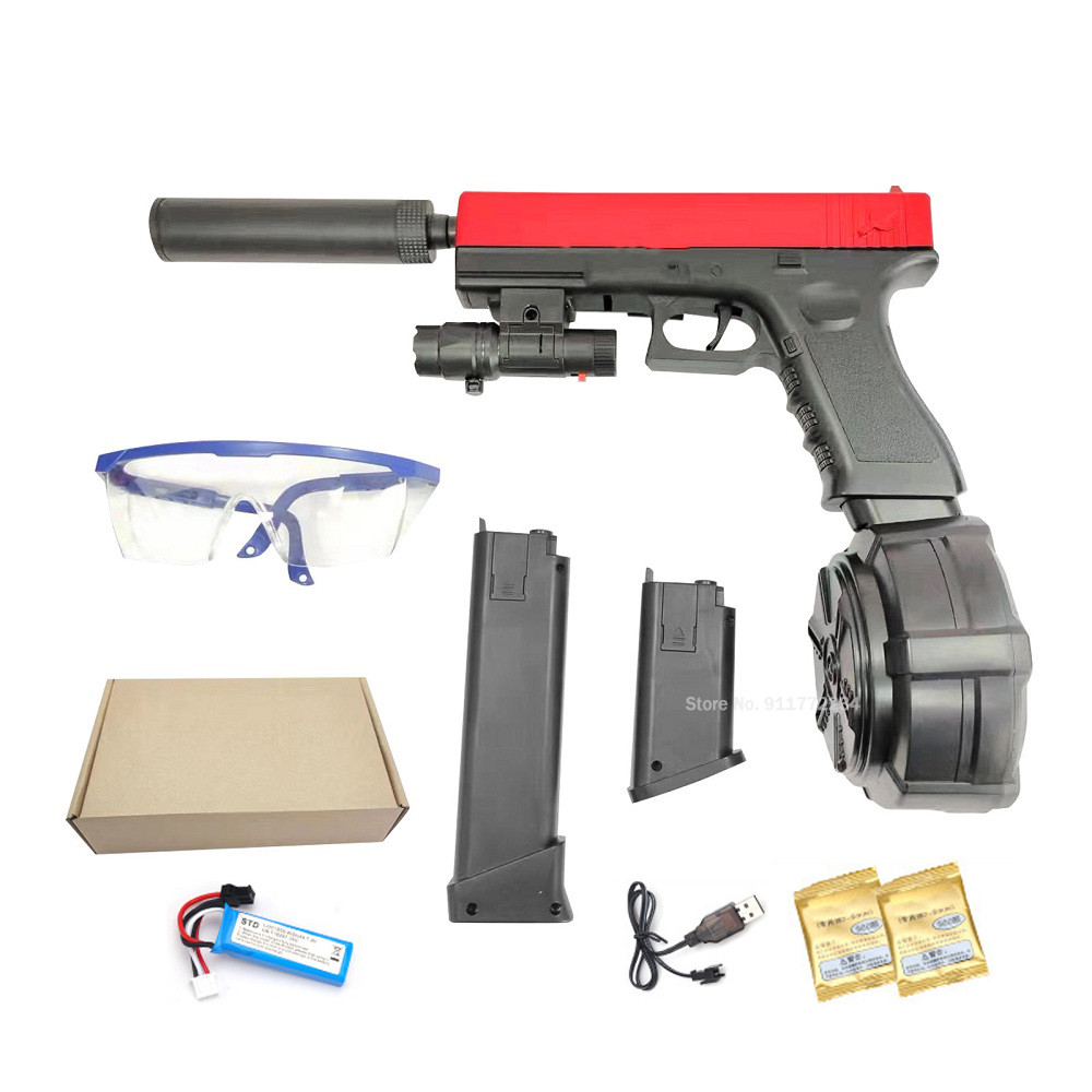 Гелевый бластер Splatter Ball JM-X2 Пистолет Glock Pistos, автоматическая ручная модель, оружие для страйкбола, водяные бусины и очки