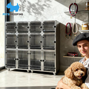 Chuyên nghiệp Modular tùy chỉnh trong nhà có thể tháo rời thép không gỉ Pet Cũi chó không thấm nước lồng bác sĩ thú y ngân hàng Crate với hộp đóng gói - Product Image 1