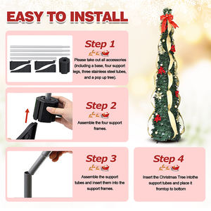 Nuevo Set <span class=keywords><strong>de</strong></span> Árbol <span class=keywords><strong>de</strong></span> <span class=keywords><strong>Navidad</strong></span> Plegable con Lazos y <span class=keywords><strong>Cintas</strong></span> Elásticas, Decoración Navideña para el Hogar - Product Image 6