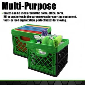 Foldable and <b>Stackable</b> Storage <b>Basket</b> 6 Gallons, Green, Large-sized Industrial Storage - Product Image 3
