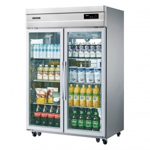 Réfrigérateur à porte vitrée à refroidissement par ventilateur de 45 pieds cubes, haute capacité, 220V, en acier inoxydable, numérique, pour entrepôt - Product Image 1