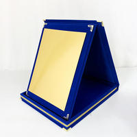 Boîte en velours pliable verticale personnalisée avec logo, noir, bleu, rouge, jaune, plaque de certificat avec plaque dorée MH-J0669