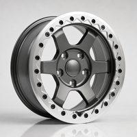 Nouvelle jante en alliage d'aluminium forgé à 6 branches, style Beadlock, bicolore, anneau argenté anthracite mat, pour pick-up (modernisation/amélioration)