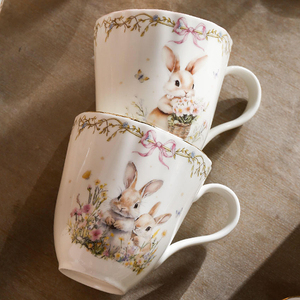 Ensemble de vaisselle décorative <span class=keywords><strong>lapin</strong></span> de Pâques <span class=keywords><strong>Lapin</strong></span> exquis ensembles d'assiettes en porcelaine à bord doré de luxe ensemble de dîner en céramique pour cadeau - Product Image 4