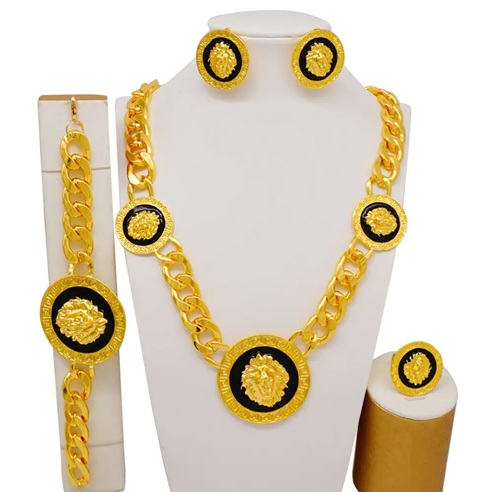 Conjunto de collar de oro de 24 quilates Jachon, joyería para mujer, conjuntos de joyería de lujo para Boda nupcial, conjunto de joyería nupcial para boda pakistaní