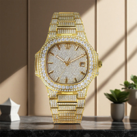Montre mécanique en acier inoxydable avec moissanite - Moissanite D VVS, passe le test du diamant, style hip-hop de luxe, vente en gros disponible