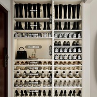 Dernier modèle de meuble à chaussures minimaliste en bois grainé pour salon et entrée - Gain de place, vente directe d'usine personnalisée pour hôtels et villas