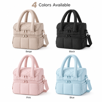 Sac à lunch isotherme double couche grande capacité matelassé avec bandoulière pour le travail et les voyages, logo personnalisé, vente en gros