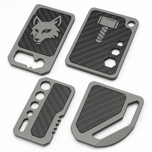Tùy Chỉnh Titan Sợi Carbon Edc Túi Công Cụ Thẻ CNC Ví Kích Thước Sự Sống Còn Công Cụ Với Hex Bit Và Keychain Lỗ - Product Image 1