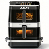 Friteuse à air intelligente multifonctionnelle antiadhésive pour une cuisson saine, double compartiment numérique 5L+7L + machine à pizza 12 pouces