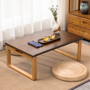 Table basse japonaise en bambou et bois massif pour salon ou balcon - Product Image 1