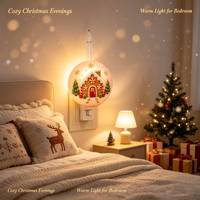 Veilleuse de Noël en forme de maison de pain d'épices, globe LED 3D rotatif, à brancher, pour chambre à coucher et maison (vente en gros)
