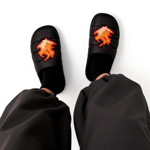Custom LOGO Embroidered Plus Size Slip on Winter Sandal Plush <strong>Slipper</strong> Cyber Pixel Art 8-bit Fire Puffer Home <strong>Slipper</strong> for <strong>Men</strong> - Product Image 3