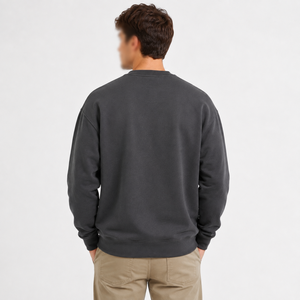<b>Men's</b> Dark <b>Grey</b> Solid Crew Neck <b>Sweatshirt</b> Raglan Sleeve Regular Fit Casual Fleece Pullover Premium Quality Custom Print - Product Image 4