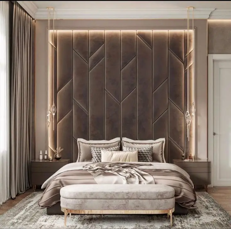 Design de luxe taille personnalisée couleur chambre fond mur tissu cuir panneau mural souple