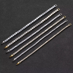 <b>Copper</b> Easy Snap Tennis Chain 3mm 4mm 5mm Zircon Single Row Hip Hop <b>Bracelet</b> Tanjing Fashion Lijing Necklace - Product Image 5