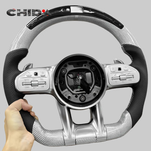 Volante LED de Fibra de Carbono Blanco Personalizado, Apto para Mercedes Benz W176 W213 W205 W253 C220 C257 <span class=keywords><strong>CL</strong></span> E C CLS CLA GLE - Product Image 1