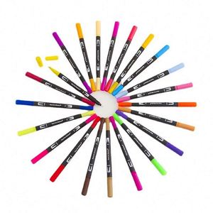 Juego de Marcadores de Acuarela de Doble Punta de 24 Colores, Rotulador de Doble Punta con Pincel de Agua, en Caja de Cartón, Marcadores de Arte - Product Image 6