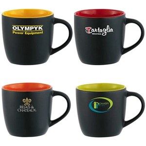 Two Tone Two-Color 12oz Modern Ceramic Coffee Mug Cup Modern Big Belly Matte Black Branded Riviera Mugs Wtih Logo for Promotion