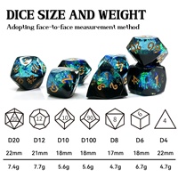 Lot de dés polyédriques en résine pour D&D RPG, 7 pièces, à bords vifs, dés de fantaisie, idéal pour les jeux de table, cadeaux et collection