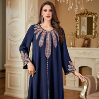 Nouvelle Robe Longue Ample et Élégante pour Femme en Polyester Brodé Floral Turc, Style Commercial Tendance