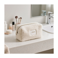 ISEN Trousse de Toilette de Voyage Pliable Grande Capacité en Polaire d'Agneau Douce et Résistante à l'Eau avec Fermeture Éclair pour Femmes